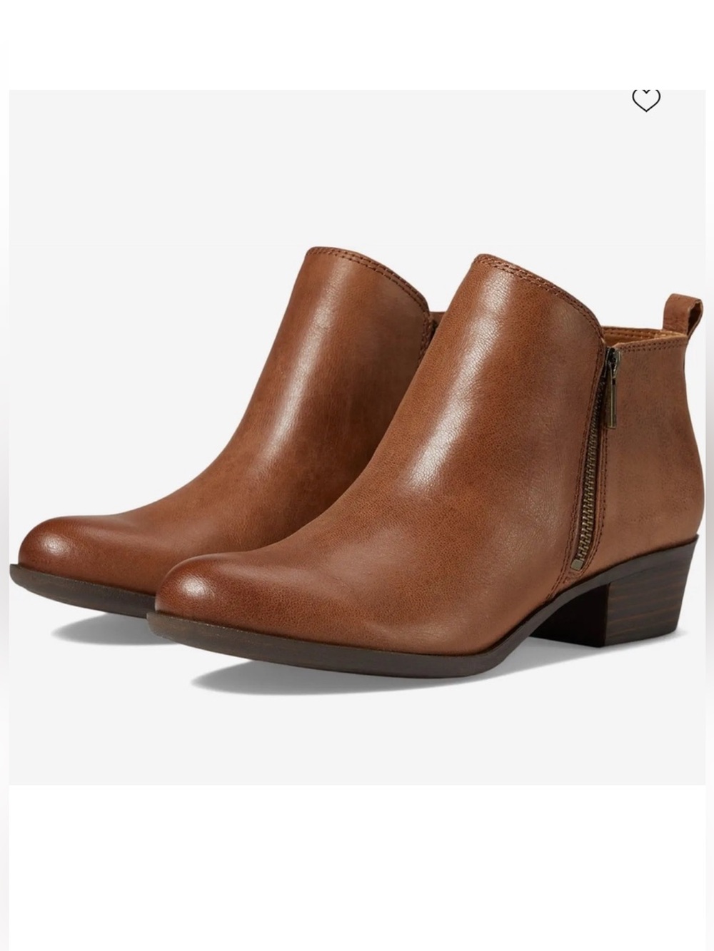 Lucky Brand Tan Brown Leather Ankle Booties with Side Zip